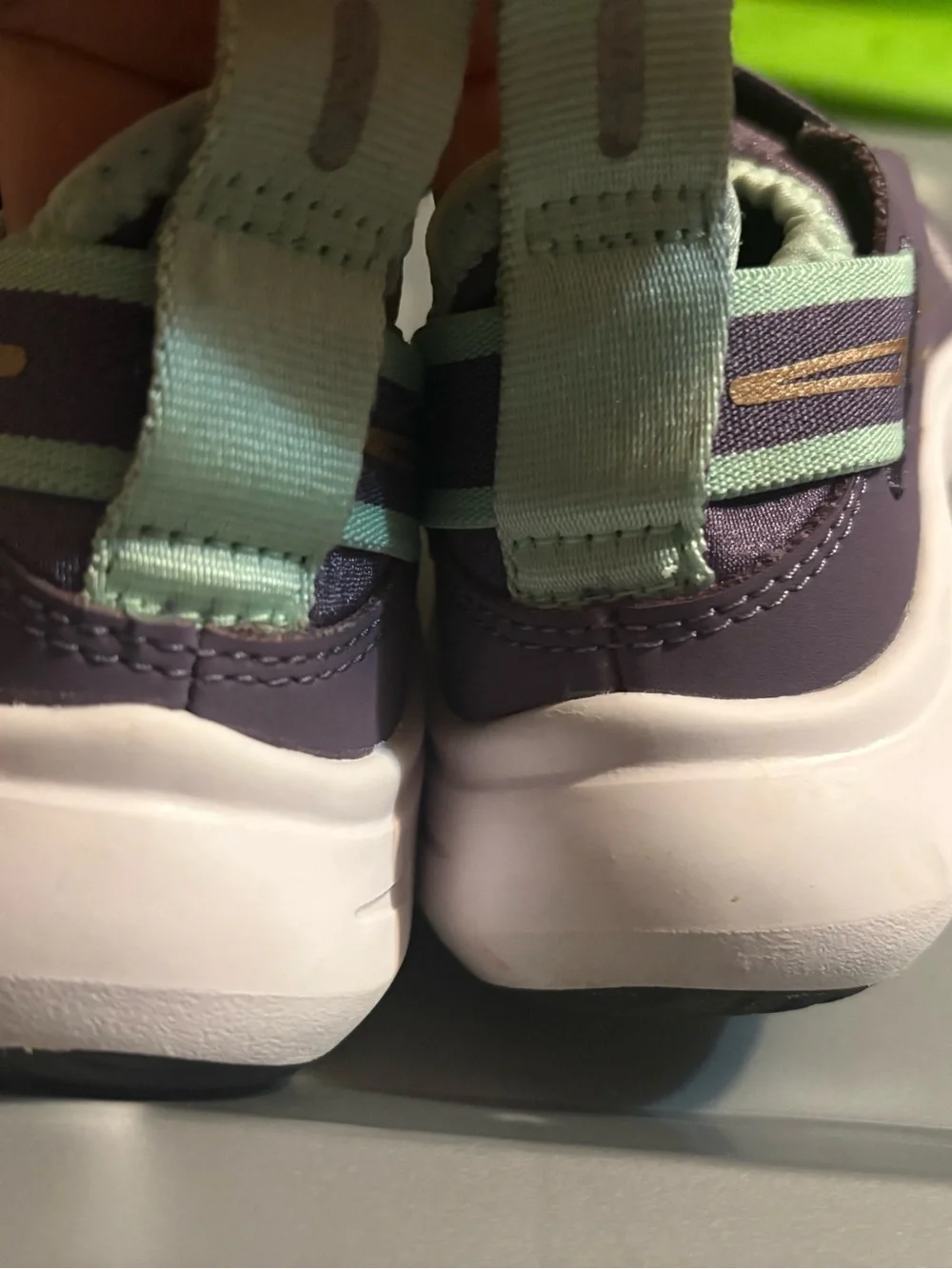 Nike Kids Slip-On Sneakers in Purple and Mint Green